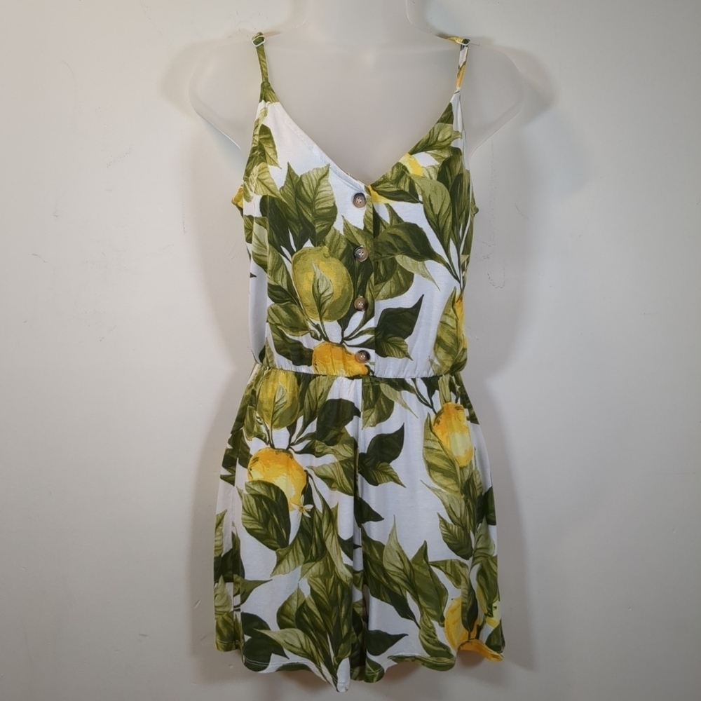 H&M Women's Shorts Romper Lemon Print Yellow/Green, Size XS